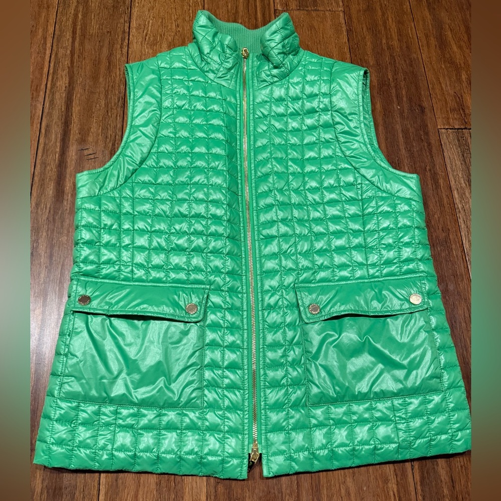 Tory Burch Green Quilted Puffer Vest